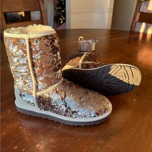 UGG Glittering Sequin Boots - Brown and Gold